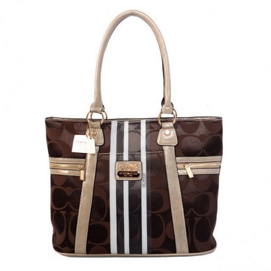 Coach Zip In Signature Medium Coffee Totes BFH  Coach Zip In Signature Medium Coffee Totes BFH